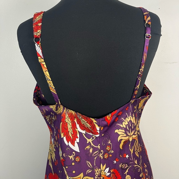 Natori paisley printed purple midi length satin nightgown size large - Picture 4 of 8